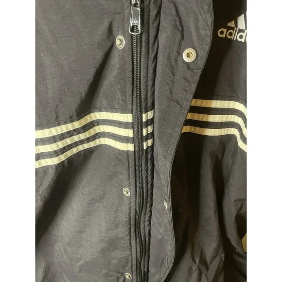 VTG Adidas Men's Jacket Hooded Coat 3-Striped Logo Full Zip Fleece Lined Sz 4xl